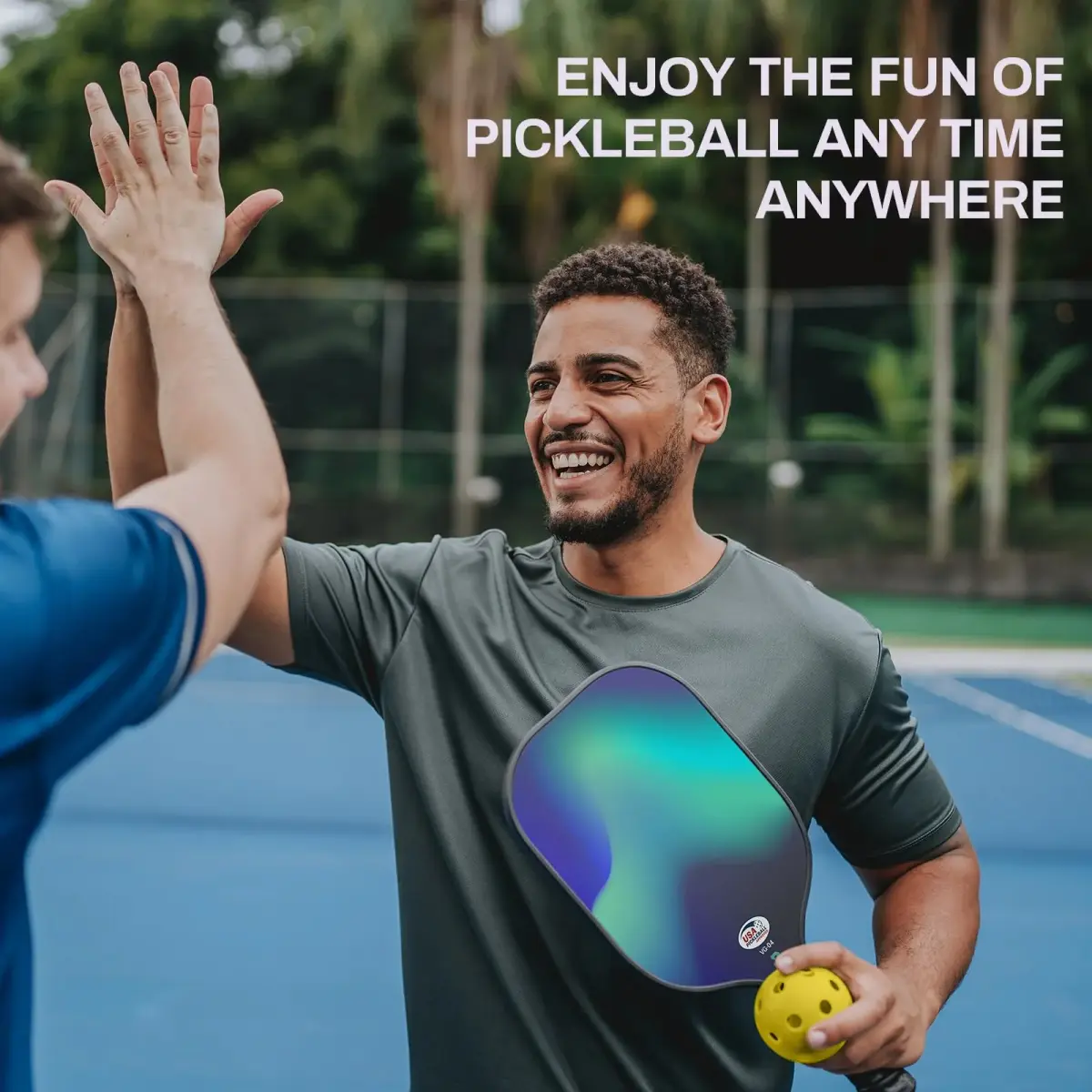 VINSGUIR Pickleball Paddle Set of 2, USAPA Approved Lightweight Fiberglass Rackets with Honeycomb Core, 4 Pickleballs & Carrying Bag, Aurora Blue (2 Rackets) - view 5