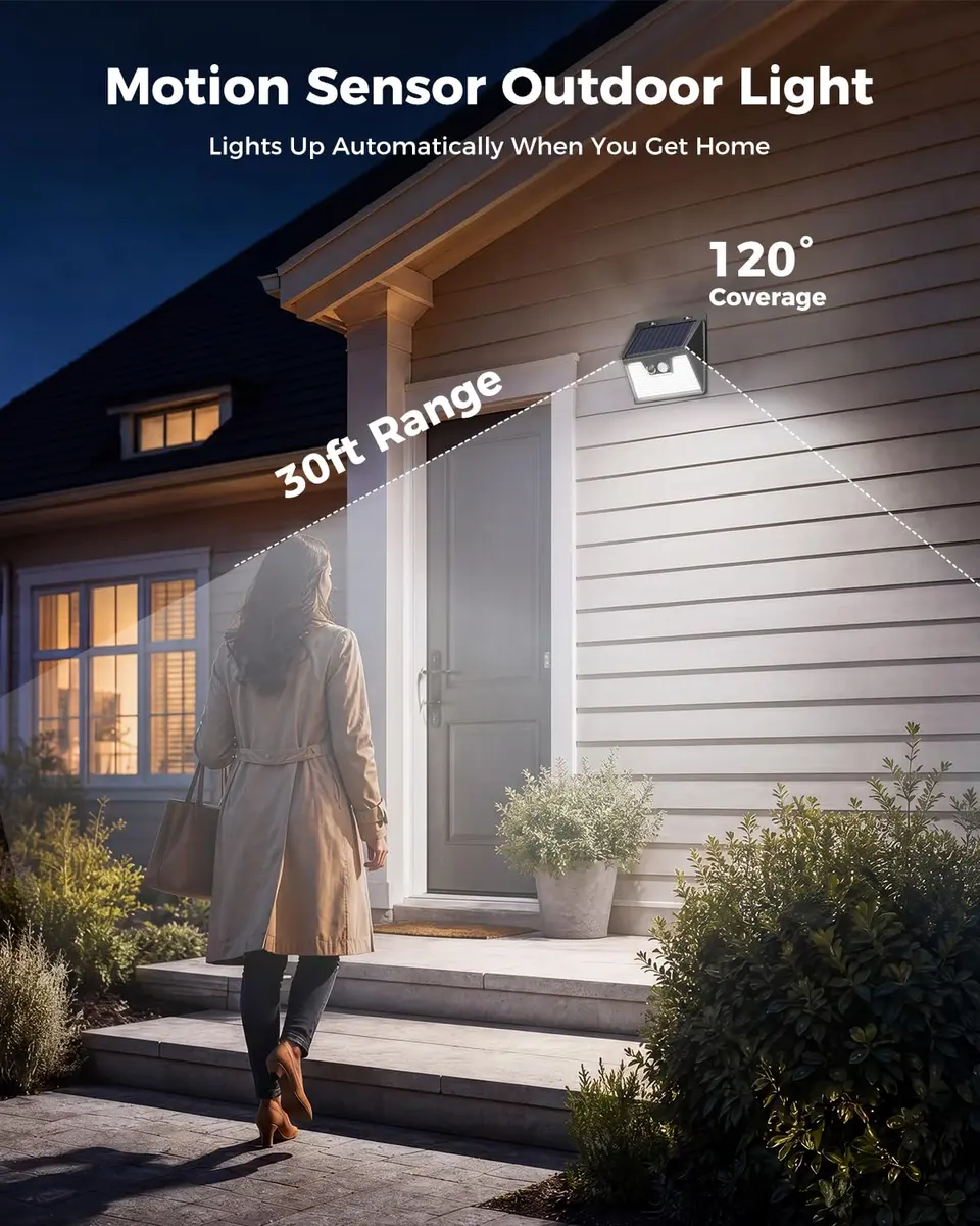 Peasur Solar Lights Outdoor Motion Sensor 6 Pack | Waterproof 140 LED Fence Wall Light - view 5