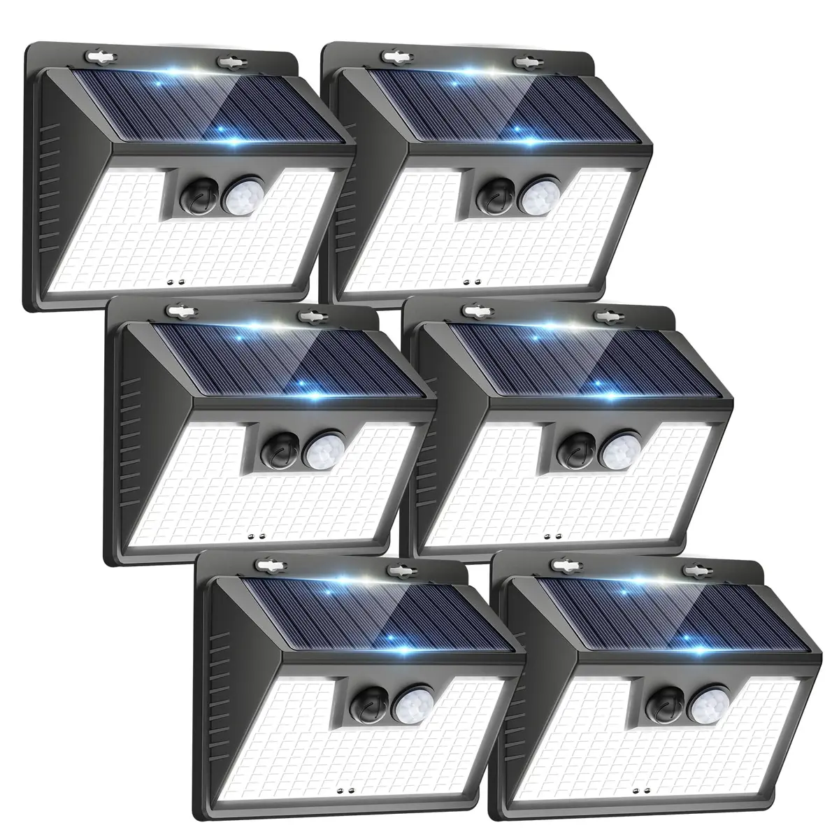 Peasur Solar Lights Outdoor Motion Sensor 6 Pack | Waterproof 140 LED Fence Wall Light - main product image