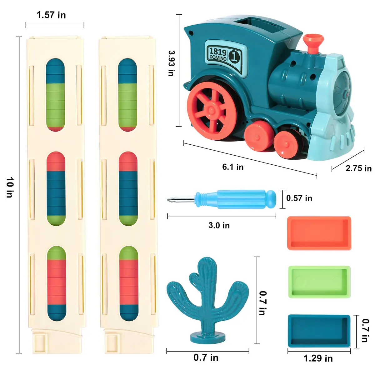 BAIWER Domino Train Toy with Lights & Music, 200 Dominoes & Cactus Spinner | Educational STEM Set for Kids 4-8 - view 3