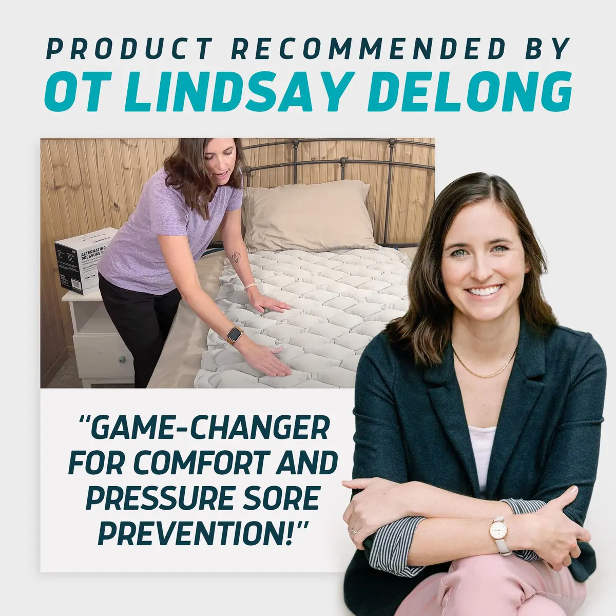 Lunderg Alternating Air Pressure Mattress Pad with Static Mode & Flocking | Bed Sore Prevention & Comfort - view 2
