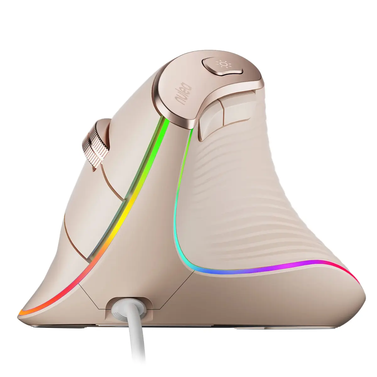 Nulea M504 Wired Vertical Ergonomic Mouse with 4-Level DPI & RGB Lighting | 1.8m Cable, Right Hand, Pink - main product image