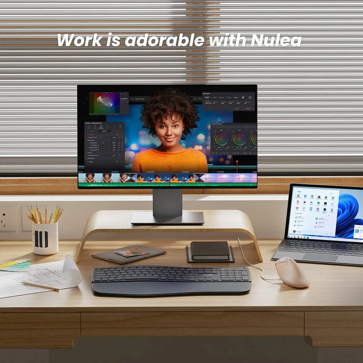 Nulea M504 Wired Vertical Ergonomic Mouse with 4-Level DPI & RGB Lighting | 1.8m Cable, Right Hand, Pink - view 8