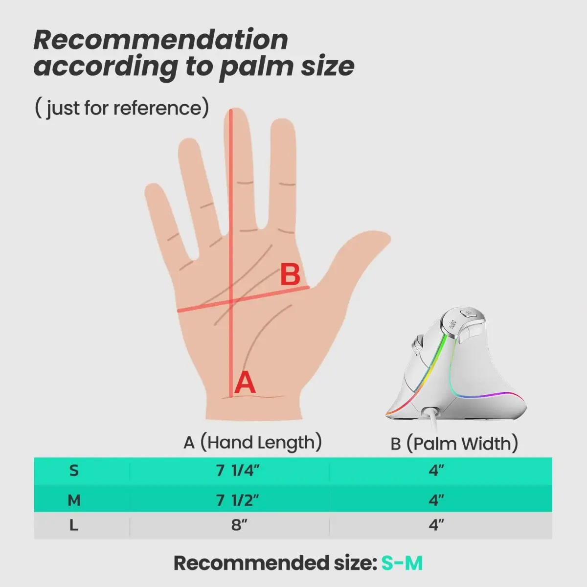 Nulea M504 Wired Vertical Ergonomic Mouse with 4-Level DPI & 11 RGB Modes | 191g (0.42 lb) - view 5