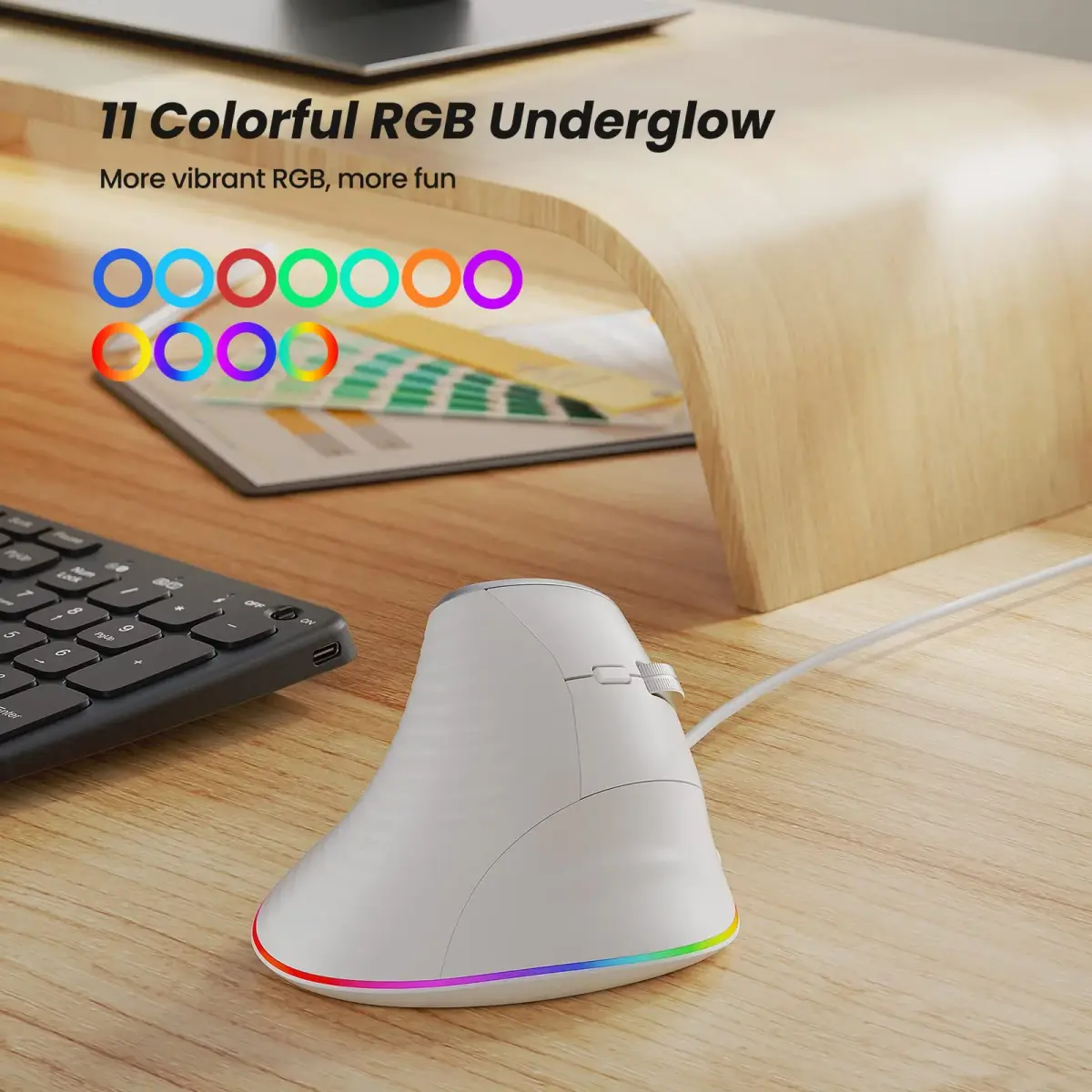 Nulea M504 Wired Vertical Ergonomic Mouse with 4-Level DPI & 11 RGB Modes | 191g (0.42 lb) - view 7