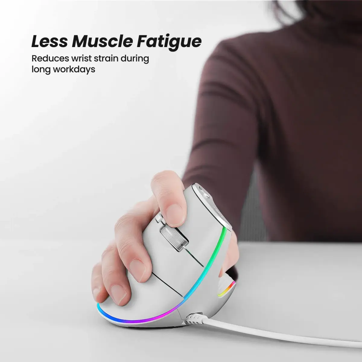 Nulea M504 Wired Vertical Ergonomic Mouse with 4-Level DPI & 11 RGB Modes | 191g (0.42 lb) - view 2