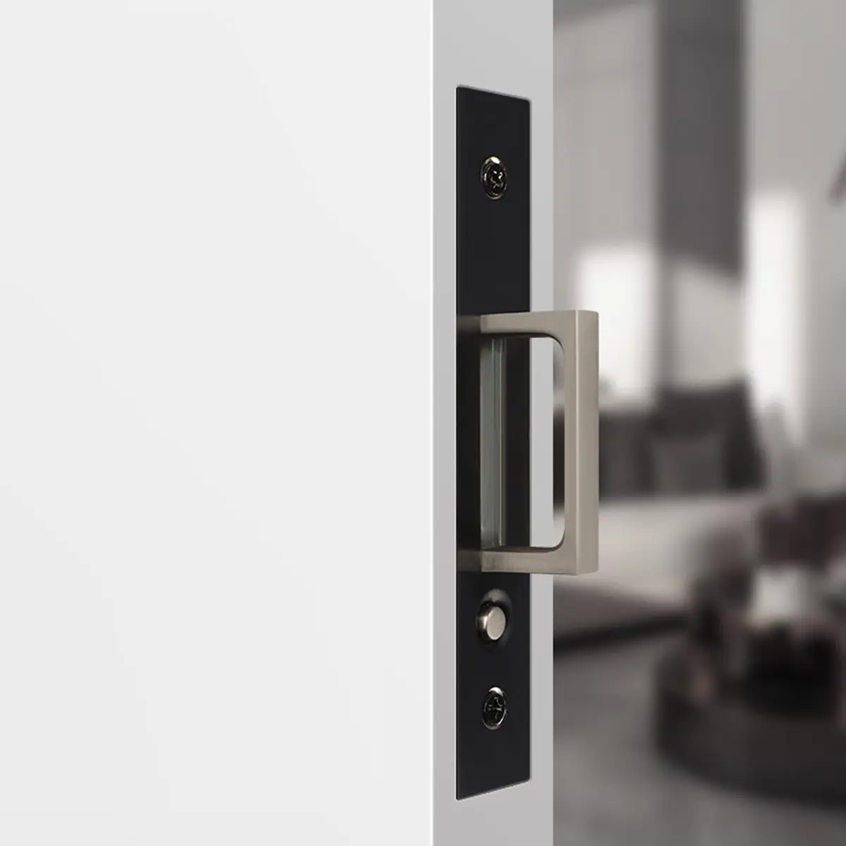 Dontay 5.5" Pocket Door Edge Pull, Push Automatic Bounce Switch, Hidden Handle, Satin Nickel, Large Grip (1, Black) - main product image
