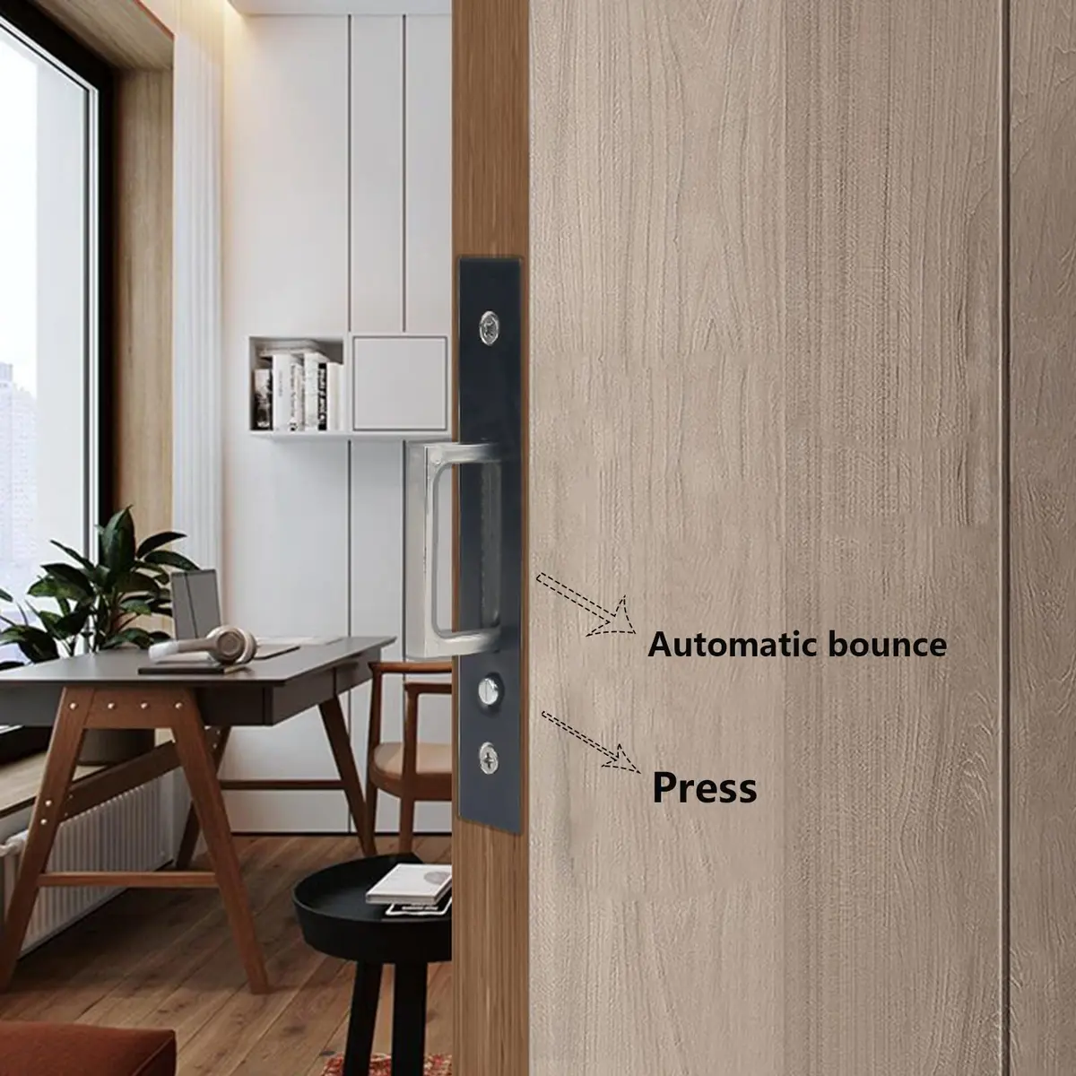 Dontay 5.5" Pocket Door Edge Pull, Push Automatic Bounce Switch, Hidden Handle, Satin Nickel, Large Grip (1, Black) - view 4
