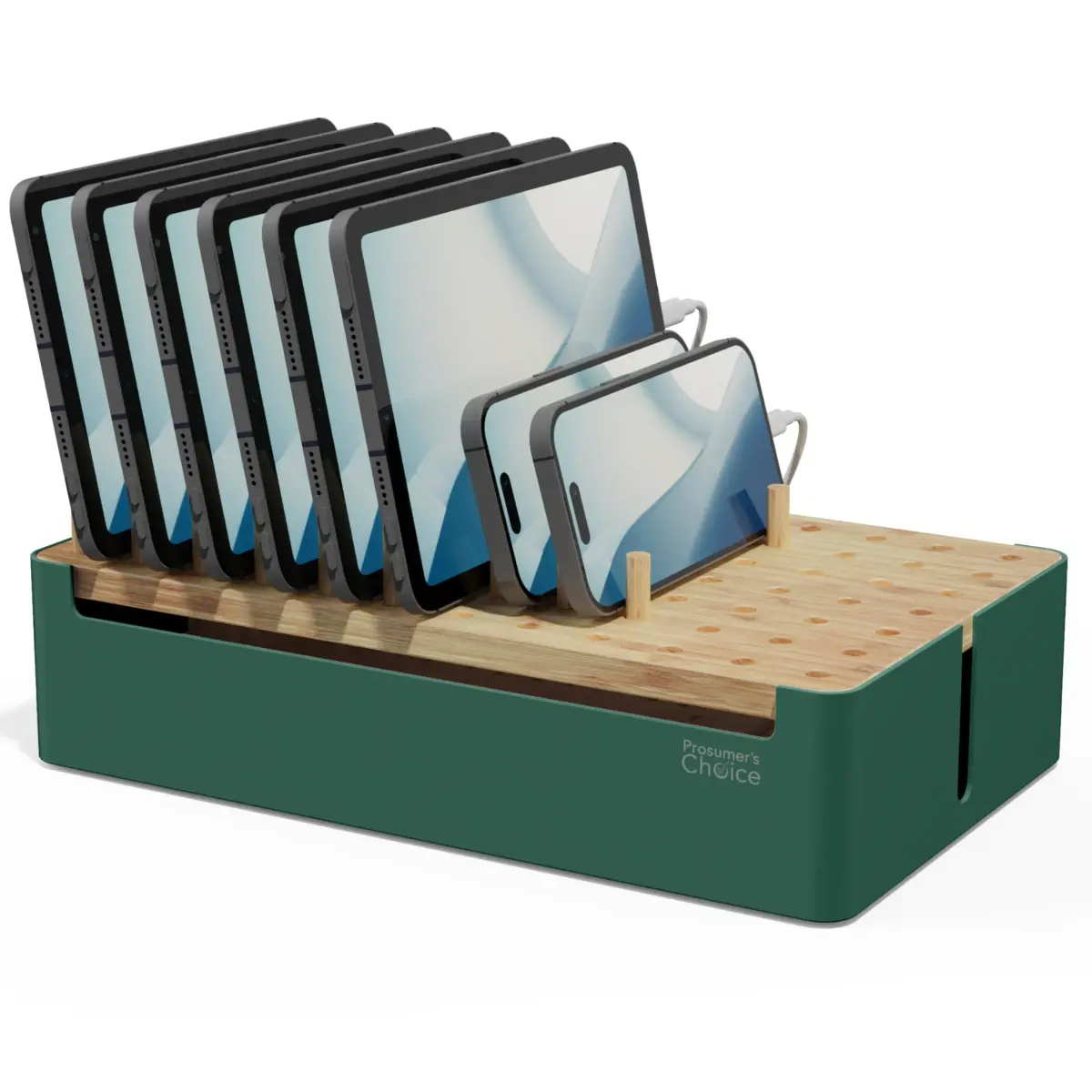 Prosumer's Choice Bamboo Charging Station Organizer 35.7 cm (14.06 in) | Conceals Power Strips for Multiple Devices - main product image