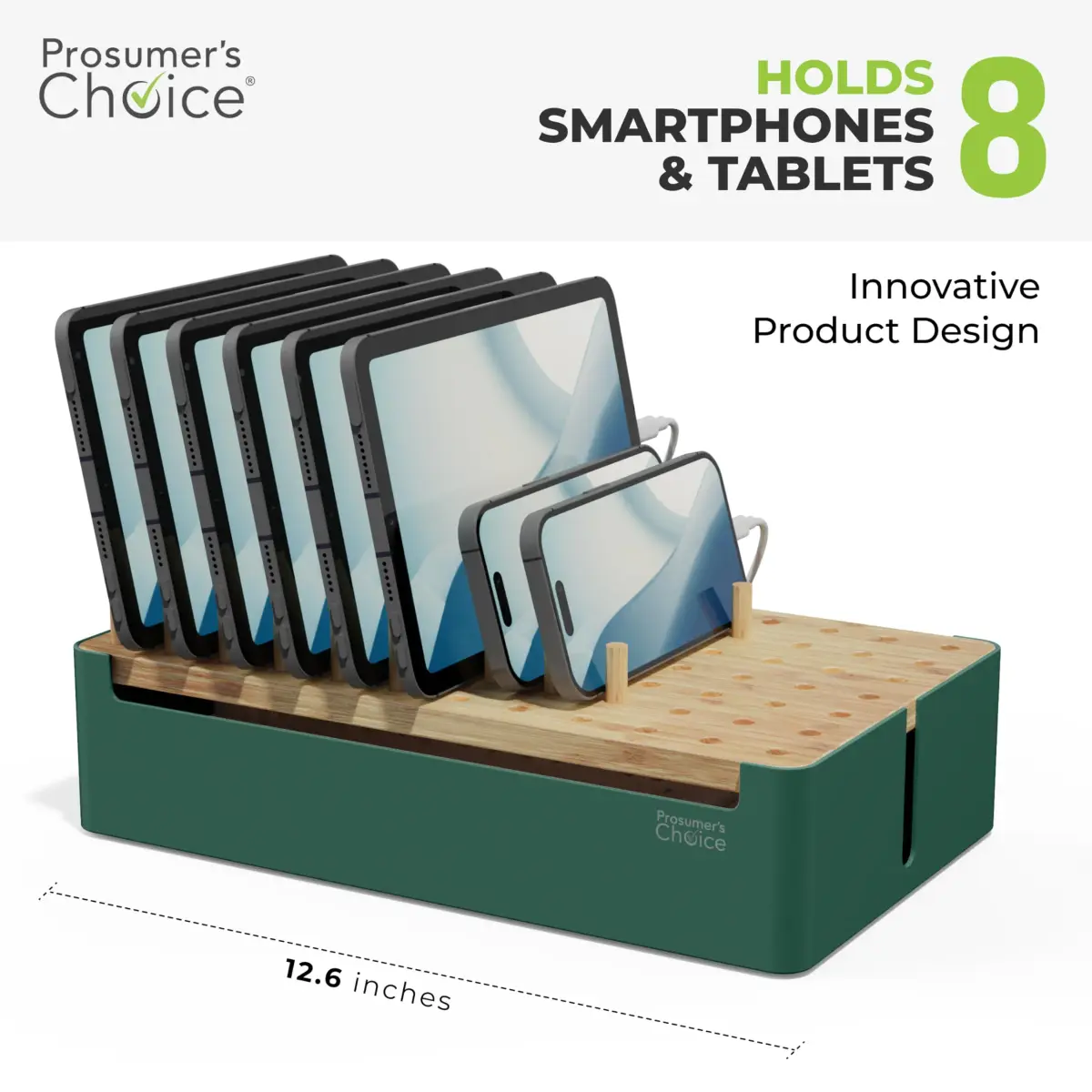Prosumer's Choice Bamboo Charging Station Organizer 35.7 cm (14.06 in) | Conceals Power Strips for Multiple Devices - view 3
