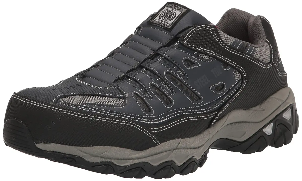 Skechers Men's Cankton Ebbitt Steel Toe Construction Shoe Navy/Grey | ASTM F2413 EH Rated - main product image