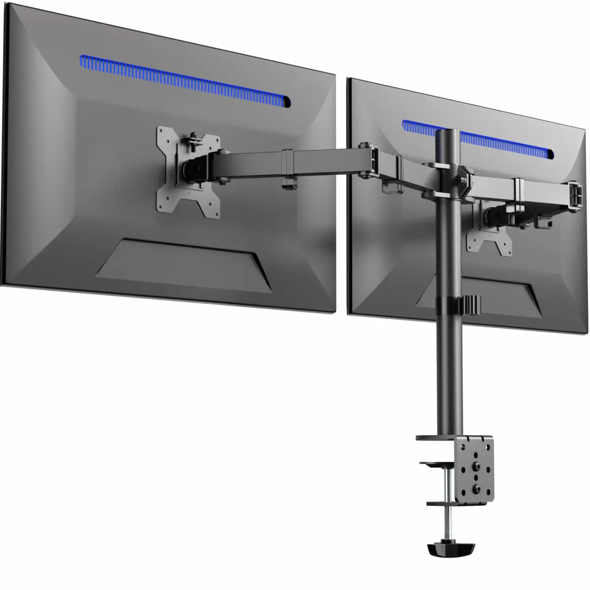 VIVO Dual Monitor Desk Mount STAND-V032 | Heavy Duty Adjustable Stand for 2 LCD LED Screens up to 32 inches, 22 lbs Each, Black - main product image