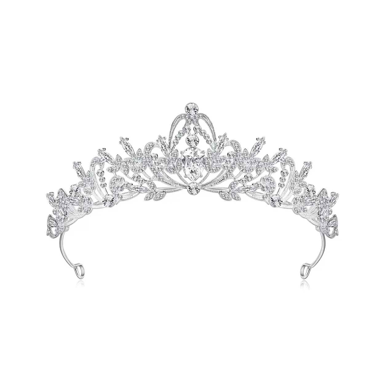 Lovelyshop Clear Crystal Swan Tiara for Women | 18.3cm x 13.5cm (7.2 x 5.3 inches) - main product image