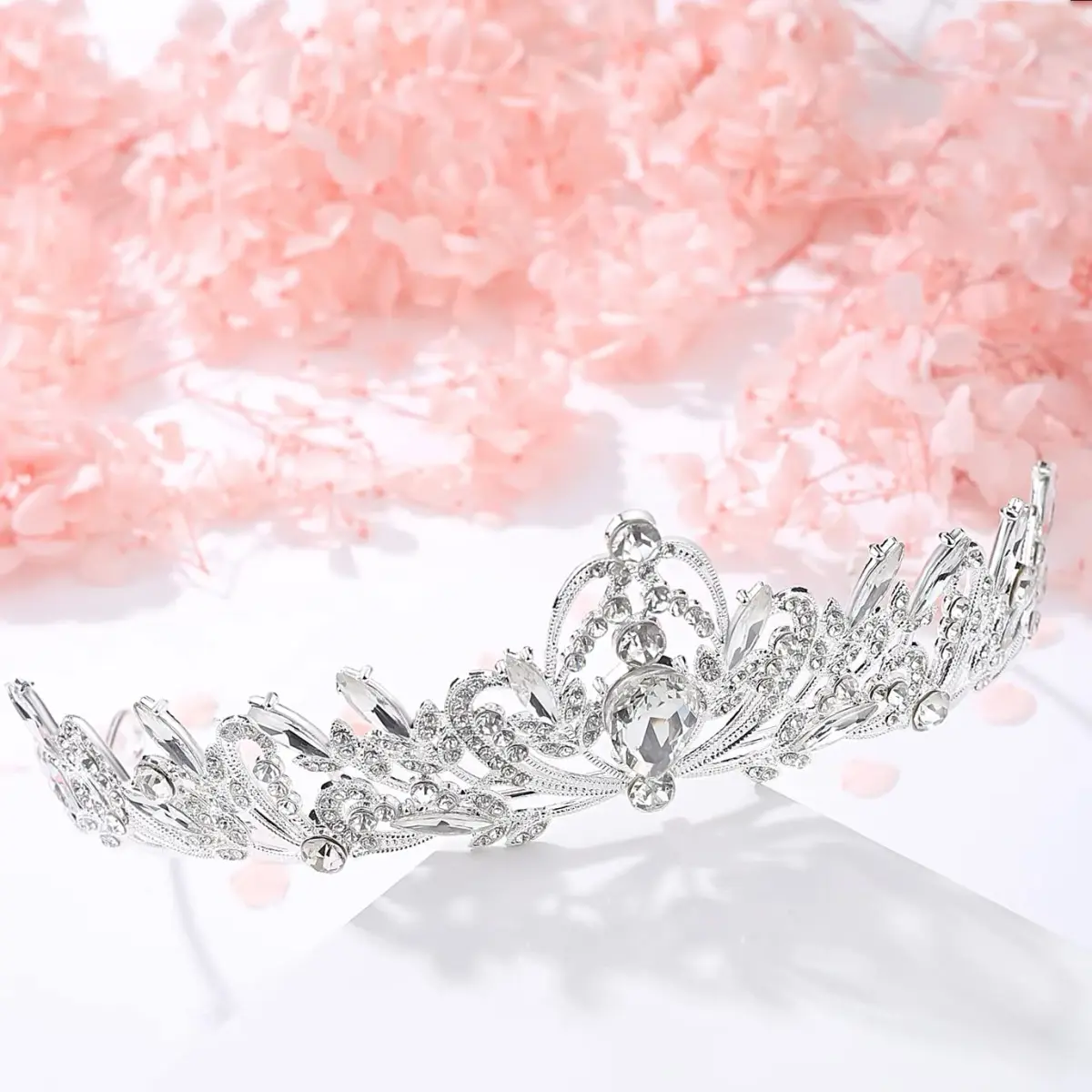 Lovelyshop Clear Crystal Swan Tiara for Women | 18.3cm x 13.5cm (7.2 x 5.3 inches) - view 9