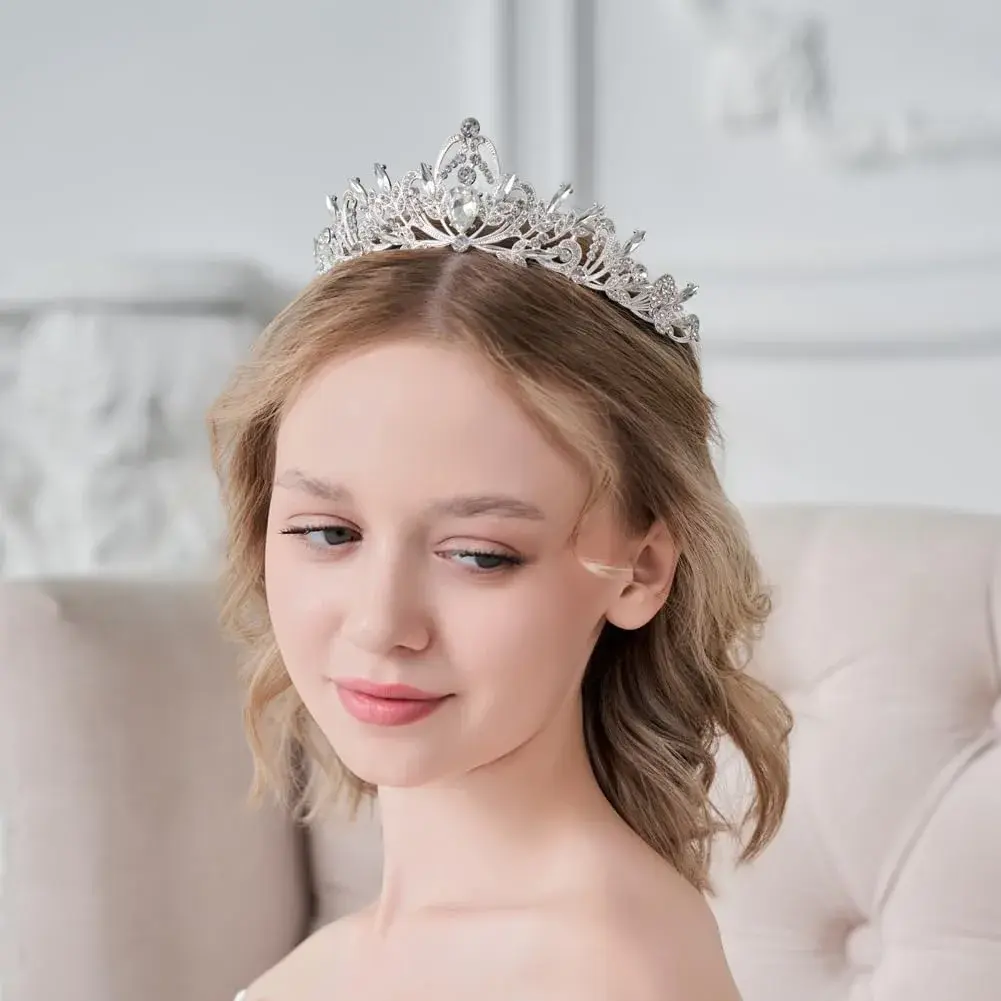 Lovelyshop Clear Crystal Swan Tiara for Women | 18.3cm x 13.5cm (7.2 x 5.3 inches) - view 2
