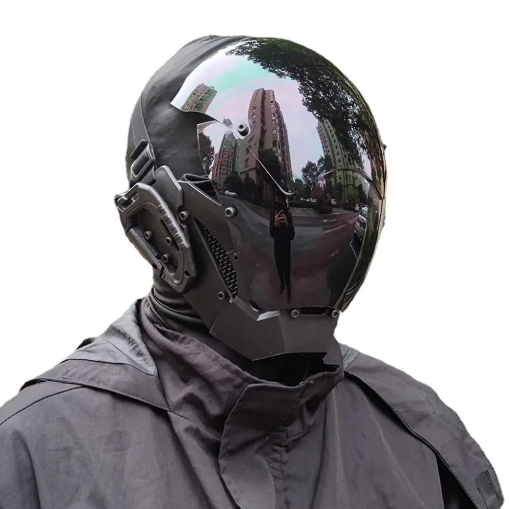KYEDAY Punk Cosplay Mask for Men | Black Polycarbonate Cyberpunk Halloween Mask - main product image