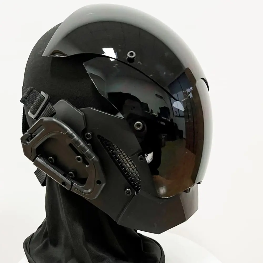 KYEDAY Punk Cosplay Mask for Men | Black Polycarbonate Cyberpunk Halloween Mask - view 7
