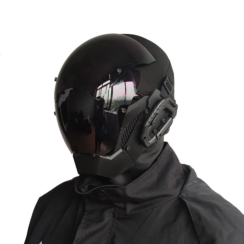 KYEDAY Punk Cosplay Mask for Men | Black Polycarbonate Cyberpunk Halloween Mask - view 2