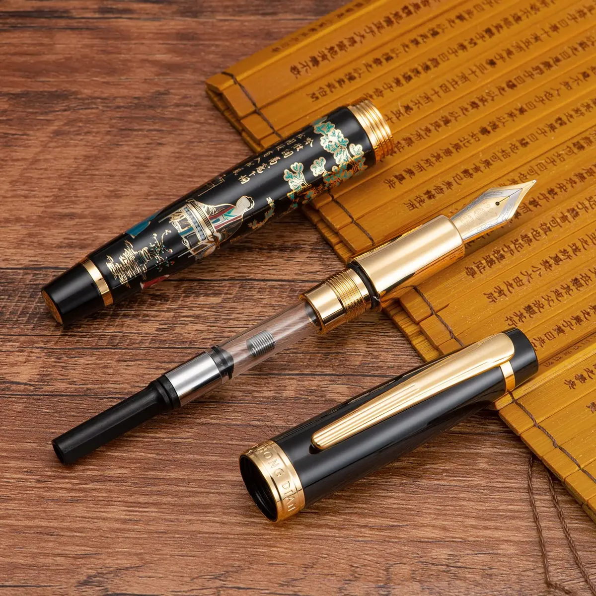 HONG DIAN 231 Chinese Classical Fountain Pen Fine Gold Nib 0.5mm (136mm) | Smooth Writing Pen with Ink Converter - view 7