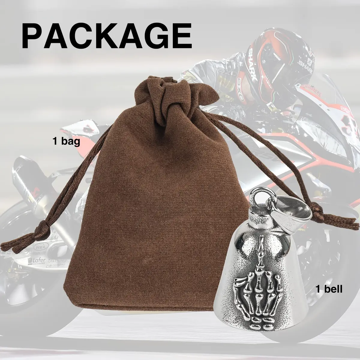 Omoojee Motorcycle Bell for Luck, Middle Finger Bell, Drive Safe for Bikers Riders | Unique 3D Design, Good Luck Charm, Universal Fit - view 6