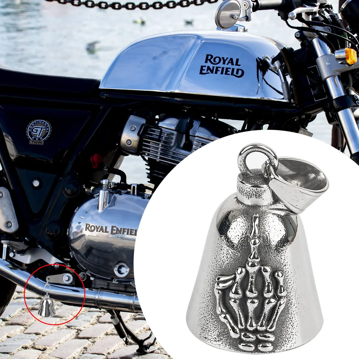 Omoojee Motorcycle Bell for Luck, Middle Finger Bell, Drive Safe for Bikers Riders | Unique 3D Design, Good Luck Charm, Universal Fit - view 3