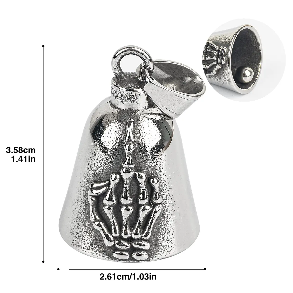 Omoojee Motorcycle Bell for Luck, Middle Finger Bell, Drive Safe for Bikers Riders | Unique 3D Design, Good Luck Charm, Universal Fit - view 4