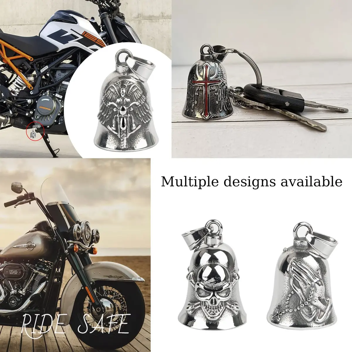 Omoojee Motorcycle Bell Guardian Angel for Luck Drive Safe | Unique 3D Design, Universal Fit, Gift Ready - view 7