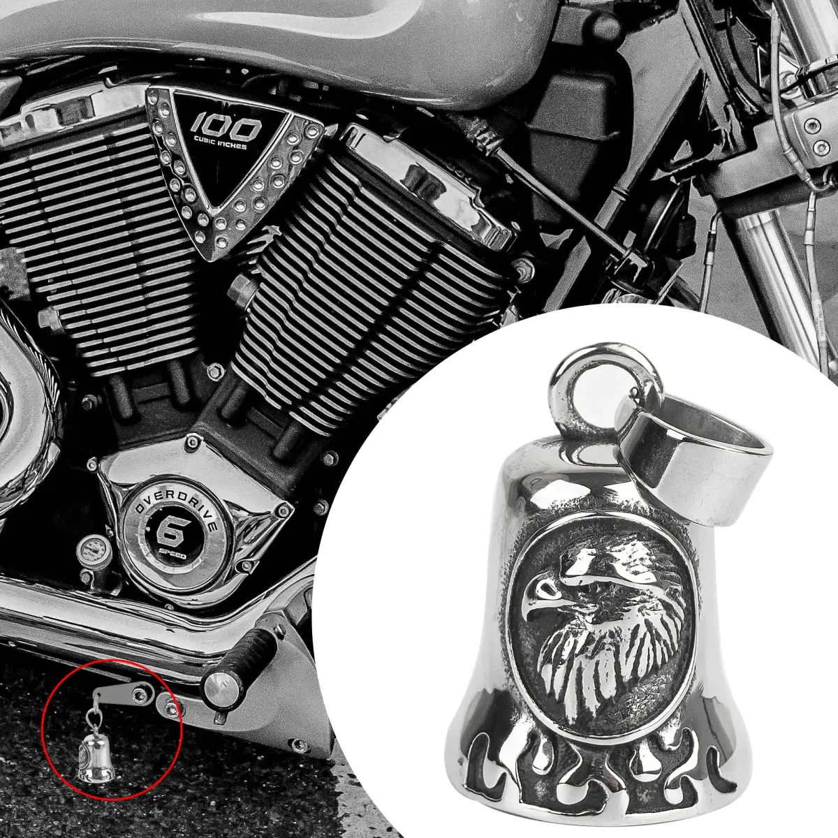 Omoojee Eagle Bell for Luck & Safe Drive | Metal Motorcycle & Bicycle Accessory - view 4