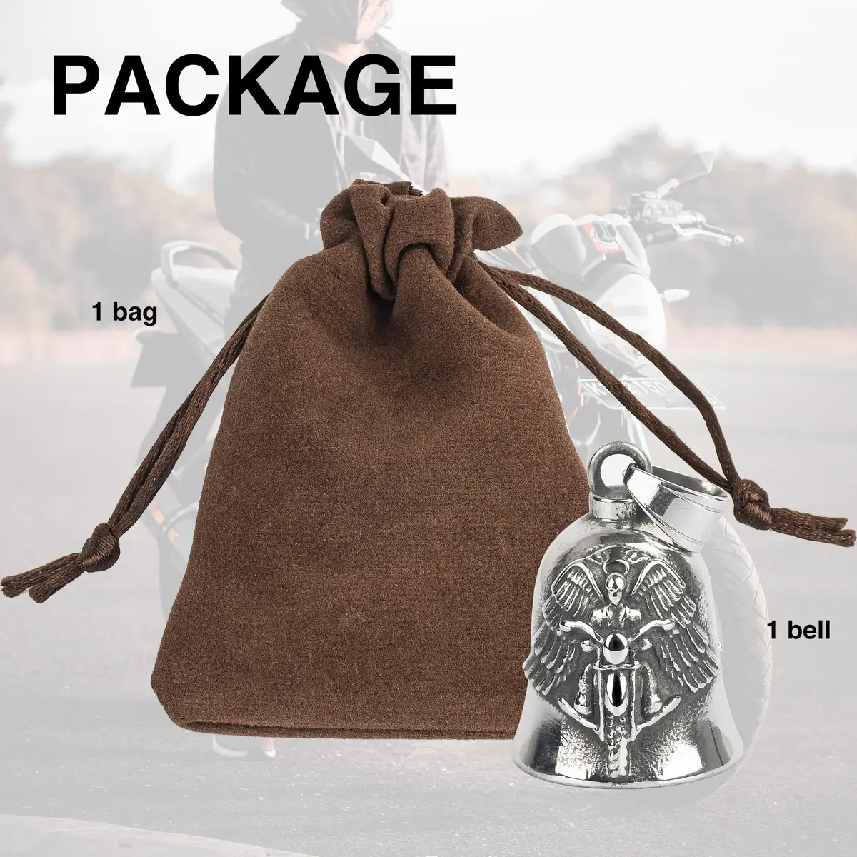 Omoojee Motorcycle Angel Bell for Luck, Drive Safe Cycling Bell for Bikers Riders | Unique 3D Design, Wide Use - view 6