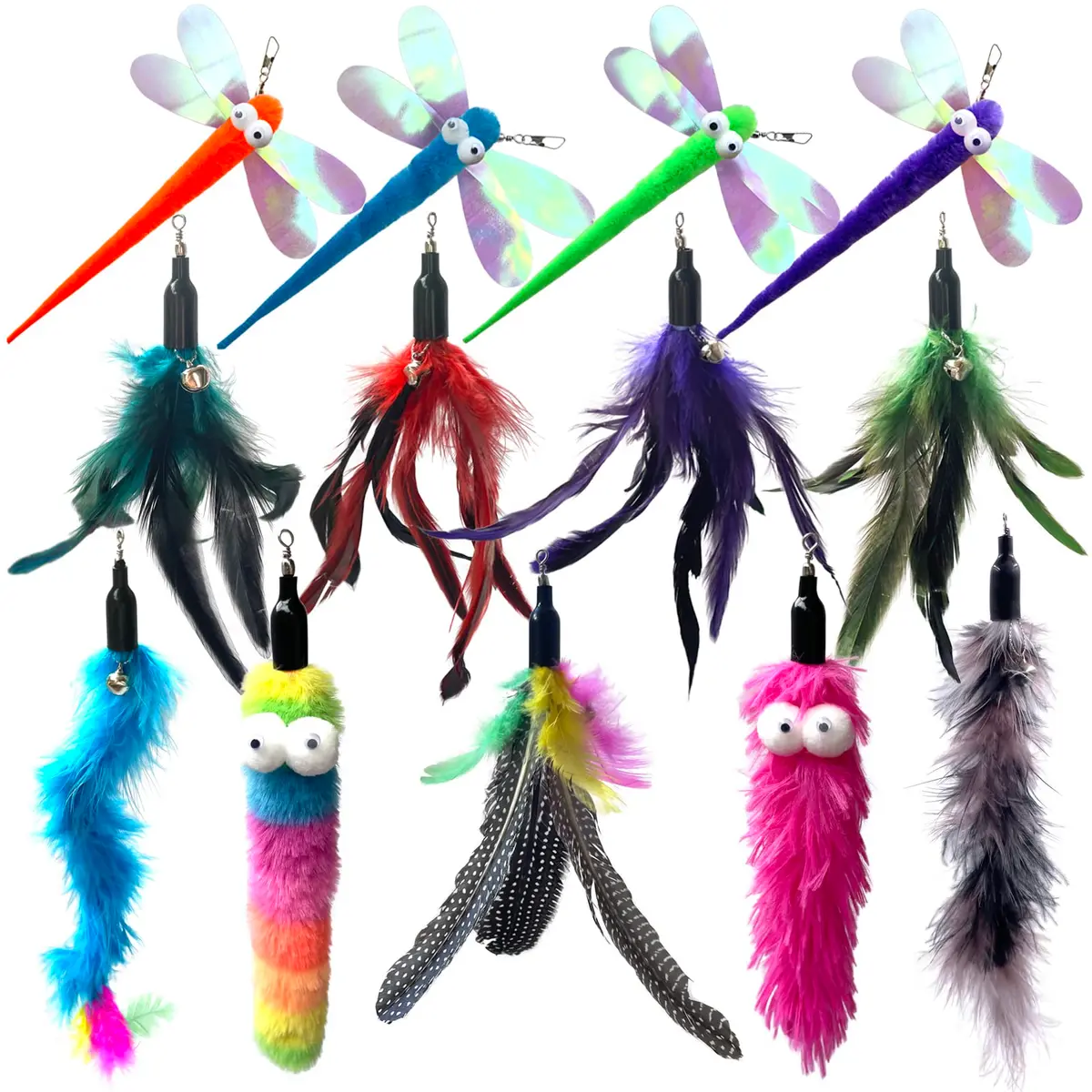 AcceLeah Cat Worm Toy Refills 13Pcs | Natural Plush Teaser Attachments for Cats - main product image
