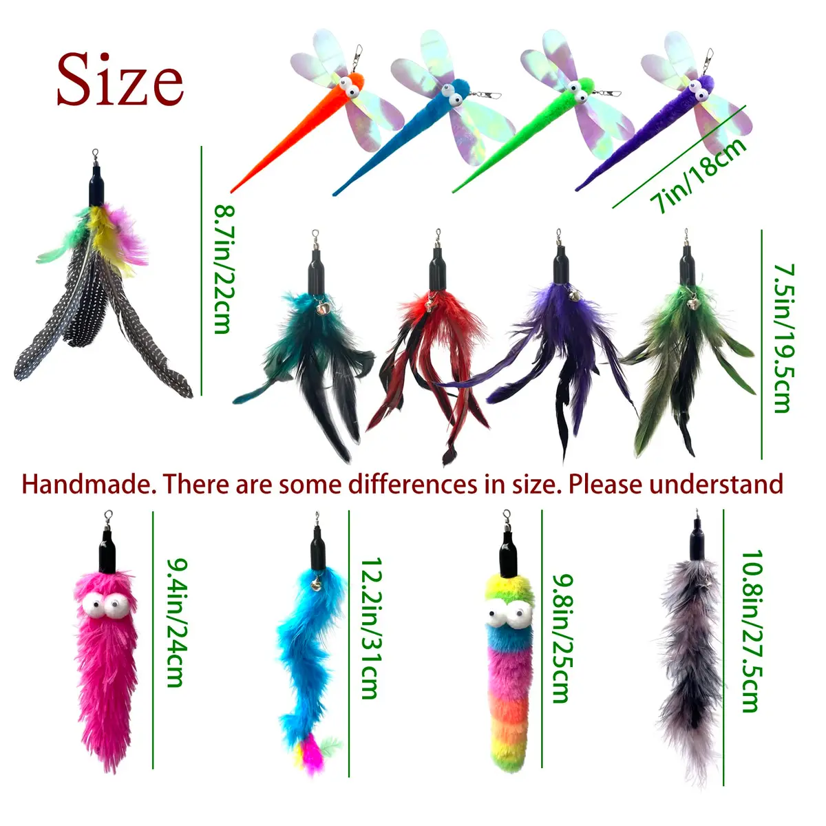AcceLeah Cat Worm Toy Refills 13Pcs | Natural Plush Teaser Attachments for Cats - view 2