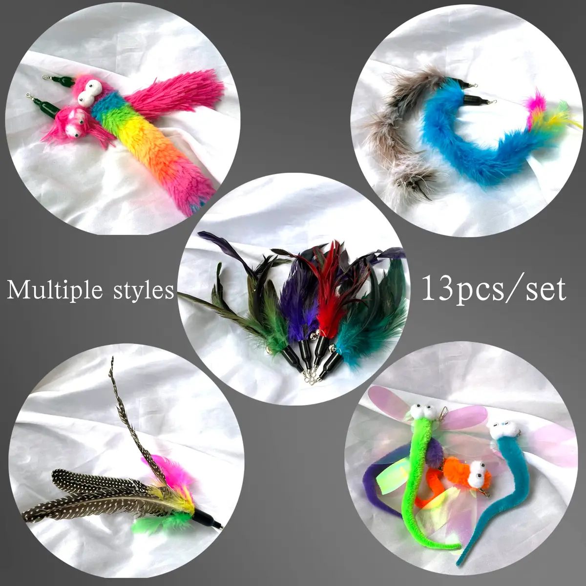 AcceLeah Cat Worm Toy Refills 13Pcs | Natural Plush Teaser Attachments for Cats - view 3
