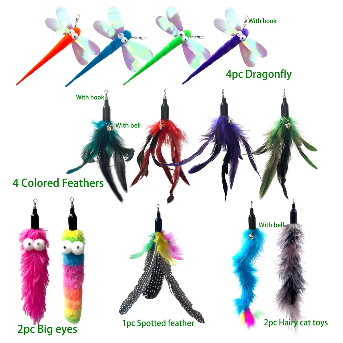 AcceLeah Cat Worm Toy Refills 13Pcs | Natural Plush Teaser Attachments for Cats - view 4