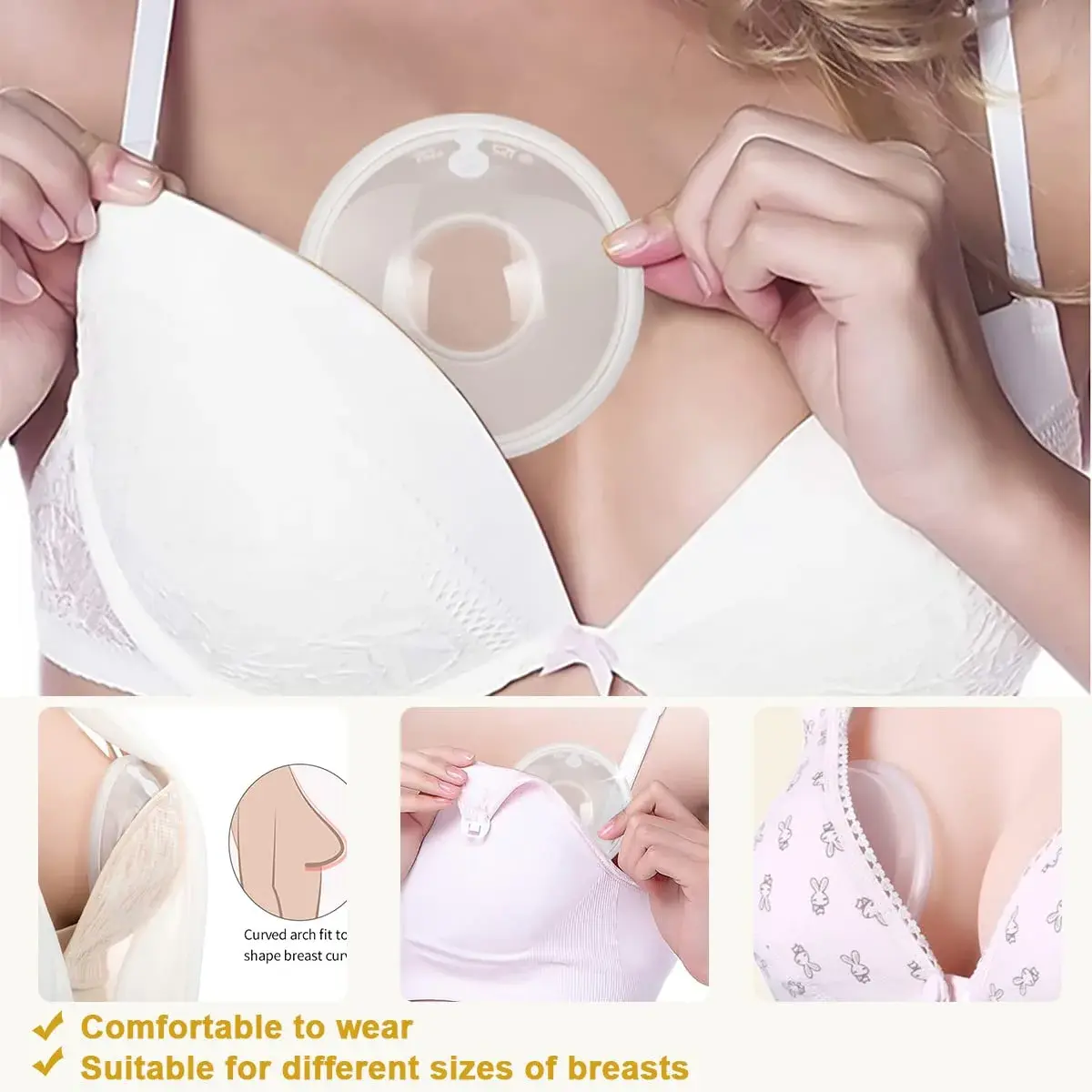 Zdolmy Breast Shells with Plugs, 2 Count (60ml) | Protects Sore Nipples, Collects Leaks - view 5
