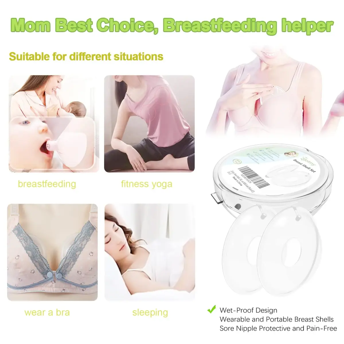 Zdolmy Breast Shells with Plugs, 2 Count (60ml) | Protects Sore Nipples, Collects Leaks - view 7
