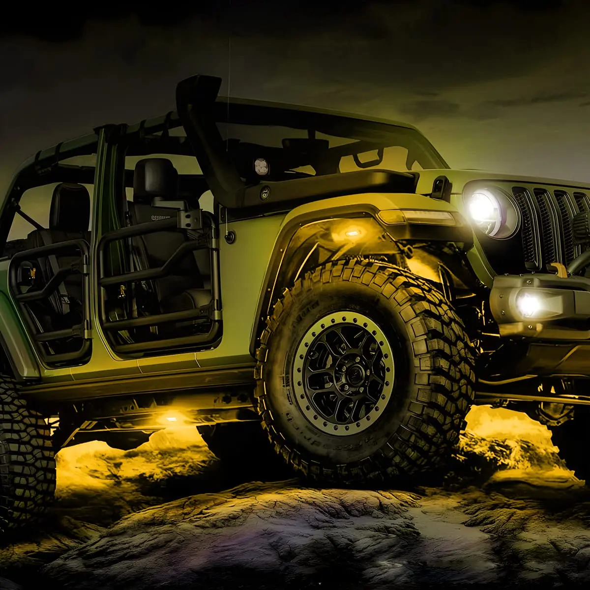 AICEL Vehicle Light Assembly 4 Pods LED RGB Underglow Kit, Yellow | IP68 Waterproof, Aluminum Alloy, 10-14V - view 5