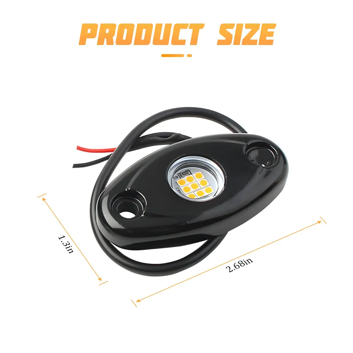 AICEL Vehicle Light Assembly 4 Pods LED RGB Underglow Kit, Yellow | IP68 Waterproof, Aluminum Alloy, 10-14V - view 2