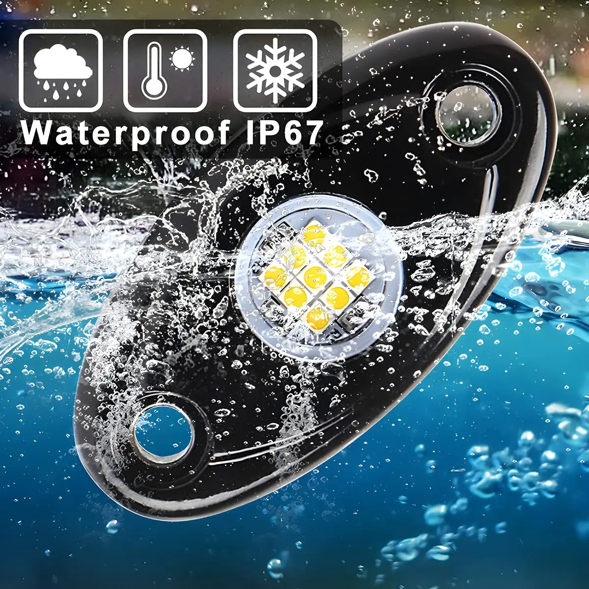AICEL Vehicle Light Assembly 4 Pods LED RGB Underglow Kit, Yellow | IP68 Waterproof, Aluminum Alloy, 10-14V - view 3