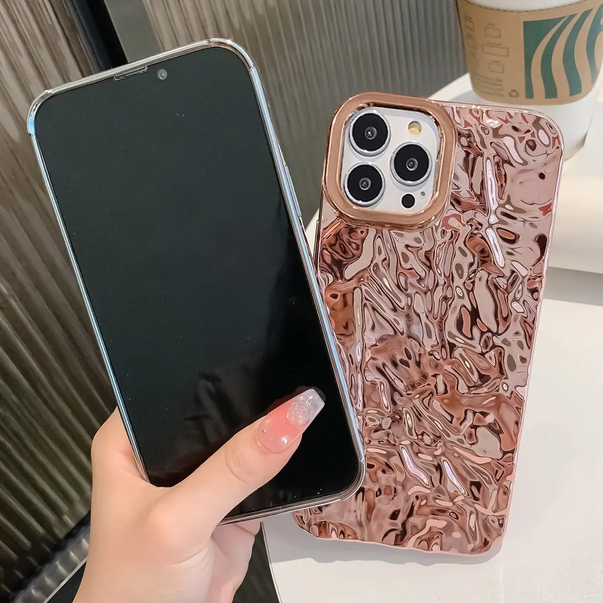 ekoneda Compatible for iPhone 14 Pro Case Cute Luxury Designer Tin Foil Pleated 6.1Inch | Sparkly Silicone Slim Fit - view 5