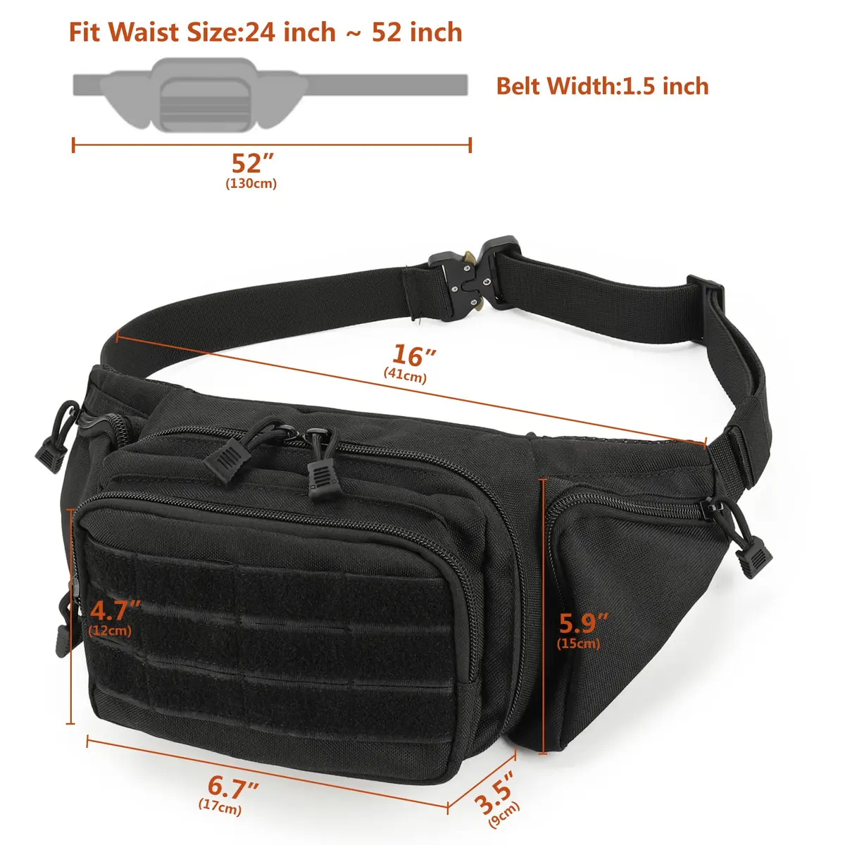 DEYACE Concealed Carry Tactical Fanny Pack for Men | Quick-Release Metal Buckle, Water-Resistant, 1 Pack - view 6