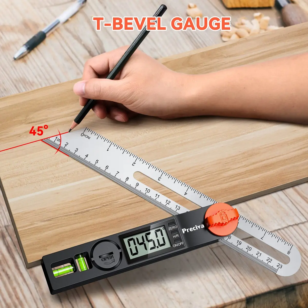 Preciva Digital Angle Finder & Protractor 8inch | High Accuracy for Carpentry & Metalwork - view 6