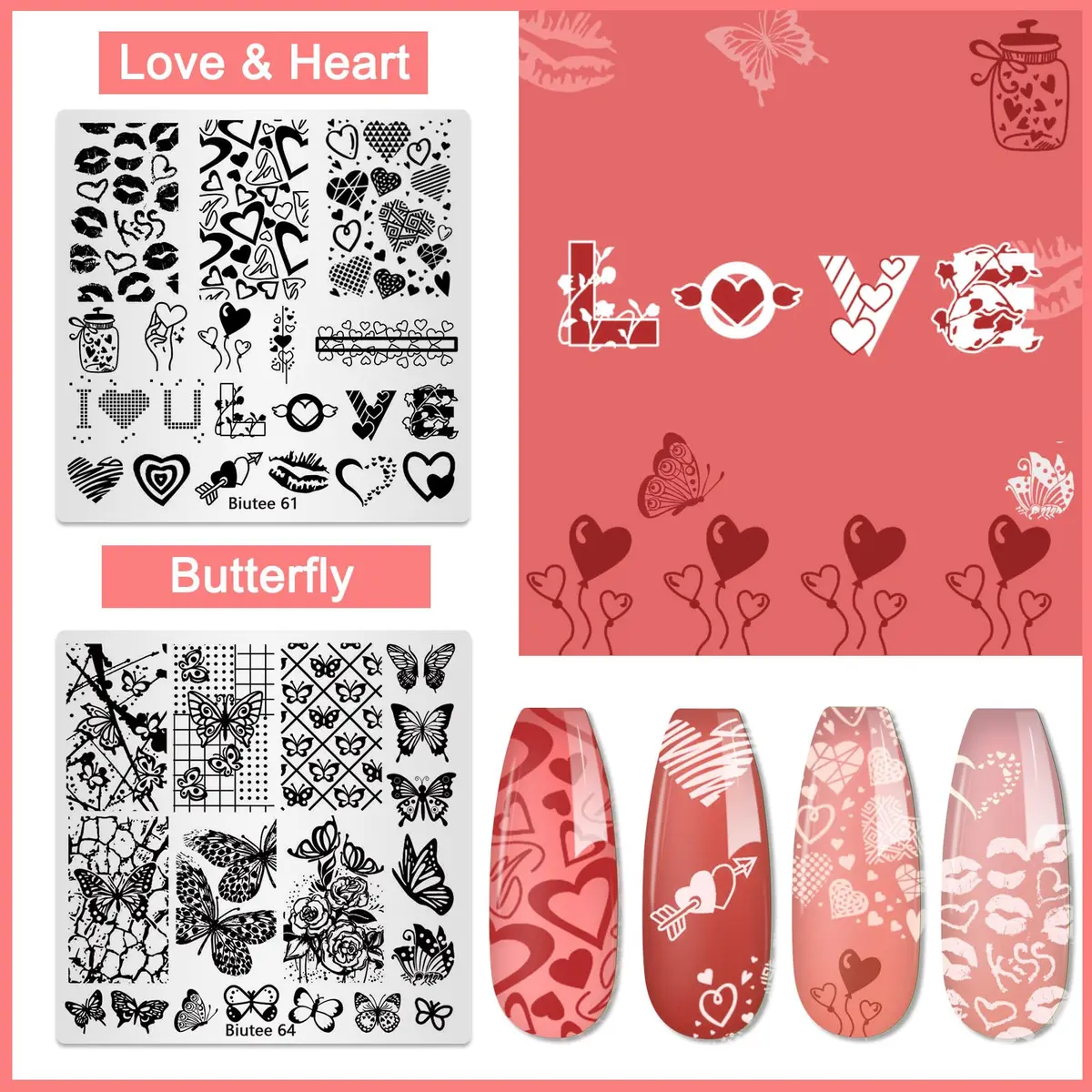 Biutee 15PCS Nail Stamping Plates Set with Silicone Stamper & Scraper | Professional DIY Manicure Tool Kit - view 7