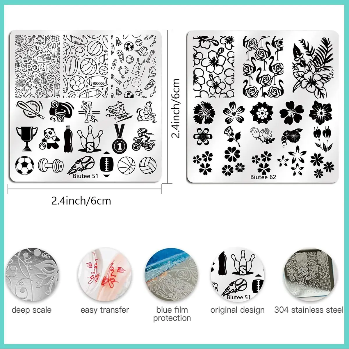 Biutee 15PCS Nail Stamping Plates Set with Silicone Stamper & Scraper | Professional DIY Manicure Tool Kit - view 4