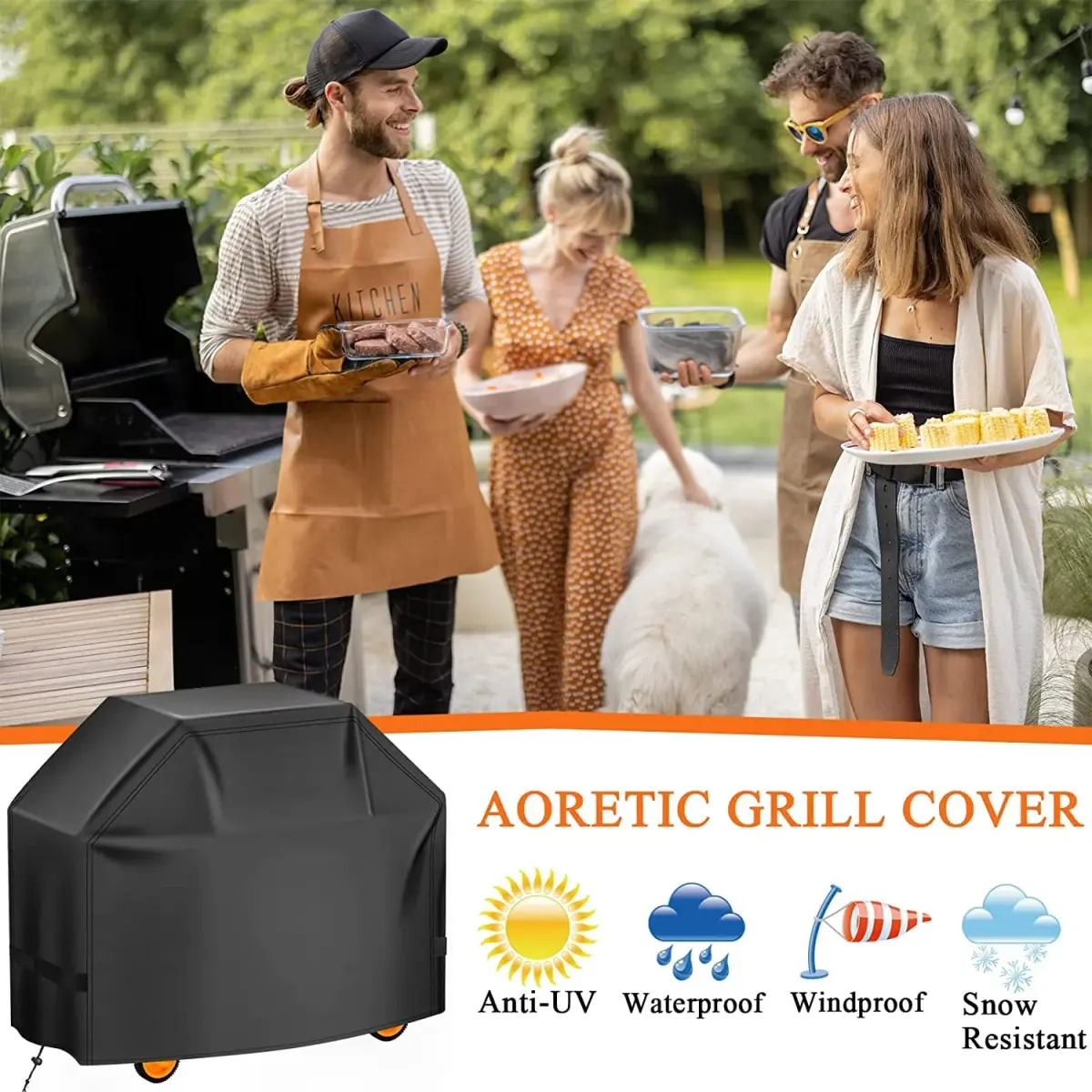 Aoretic 48 inch Grill Cover | Waterproof, Anti-UV, Windproof for Outdoor Grills - view 7