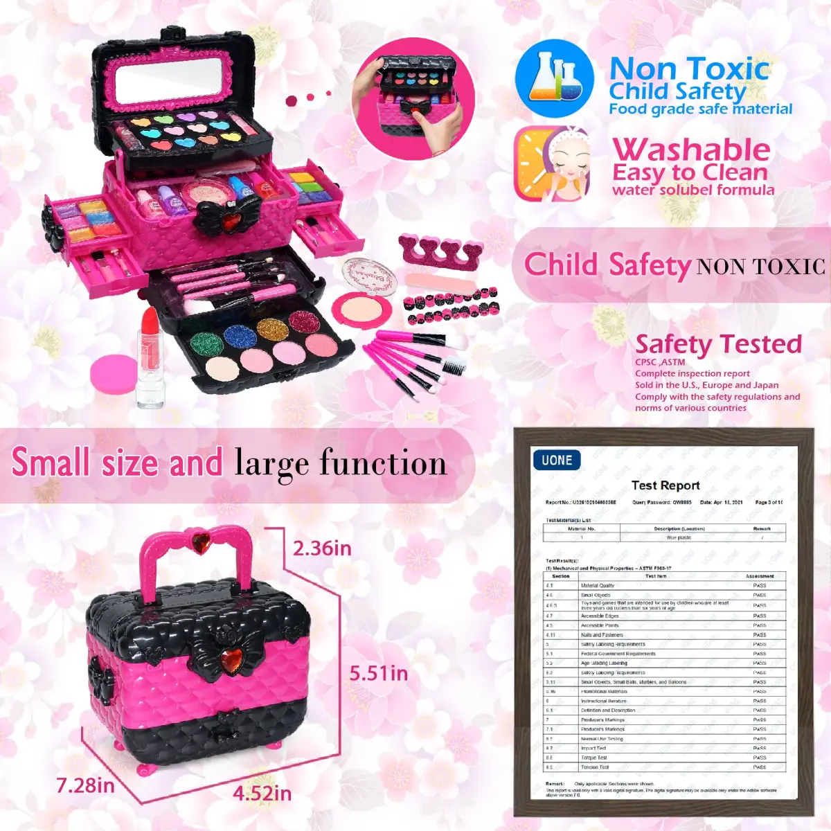 Mrabbitoo Kids Makeup Set Rose 57 Pcs | Pretend Play Toy for Girls Ages 3-12 - view 5