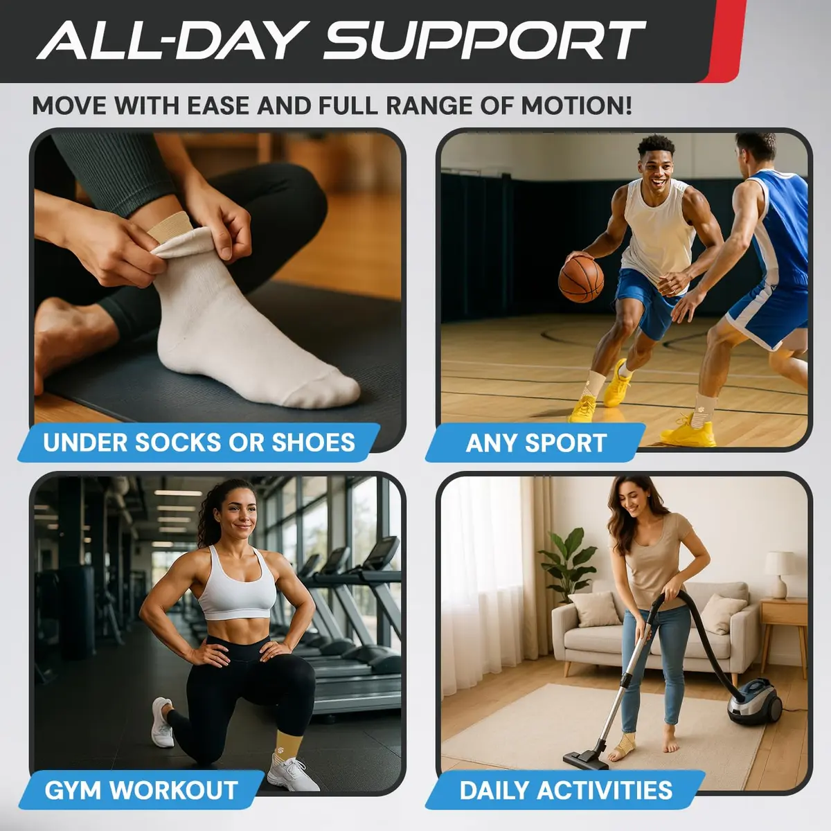Sleeve Stars Ankle Brace for Men & Women Support, Beige Medium (10"-12") | FDA Approved Orthopedic Brace for Sprains & Pain Relief - view 4
