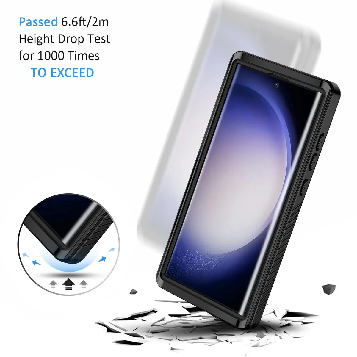 Lanhiem Samsung Galaxy S23 Ultra Phone Case, IP68 Waterproof Dustproof, Shockproof, Built-in Screen Protector, Black - view 5