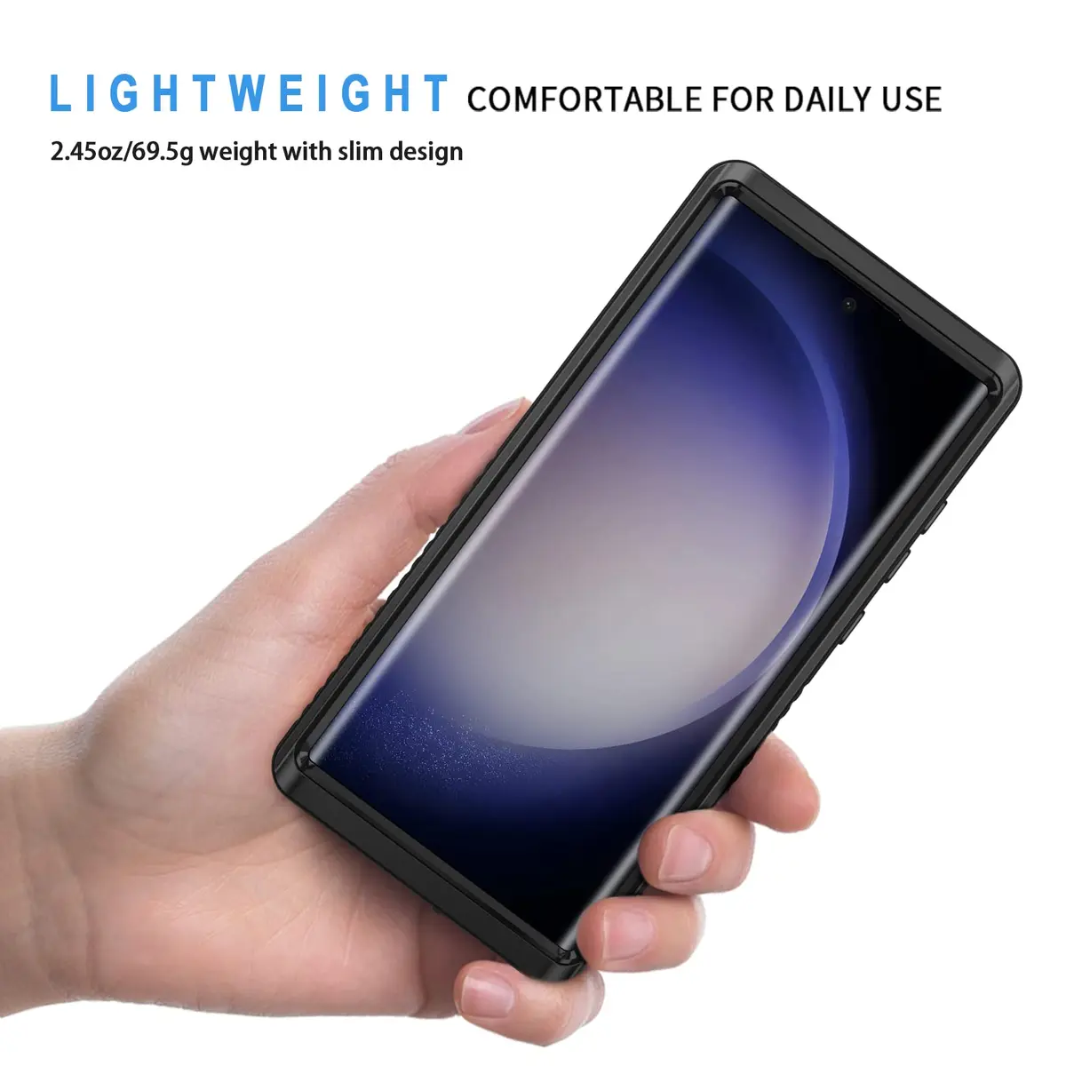 Lanhiem Samsung Galaxy S23 Ultra Phone Case, IP68 Waterproof Dustproof, Shockproof, Built-in Screen Protector, Black - view 2