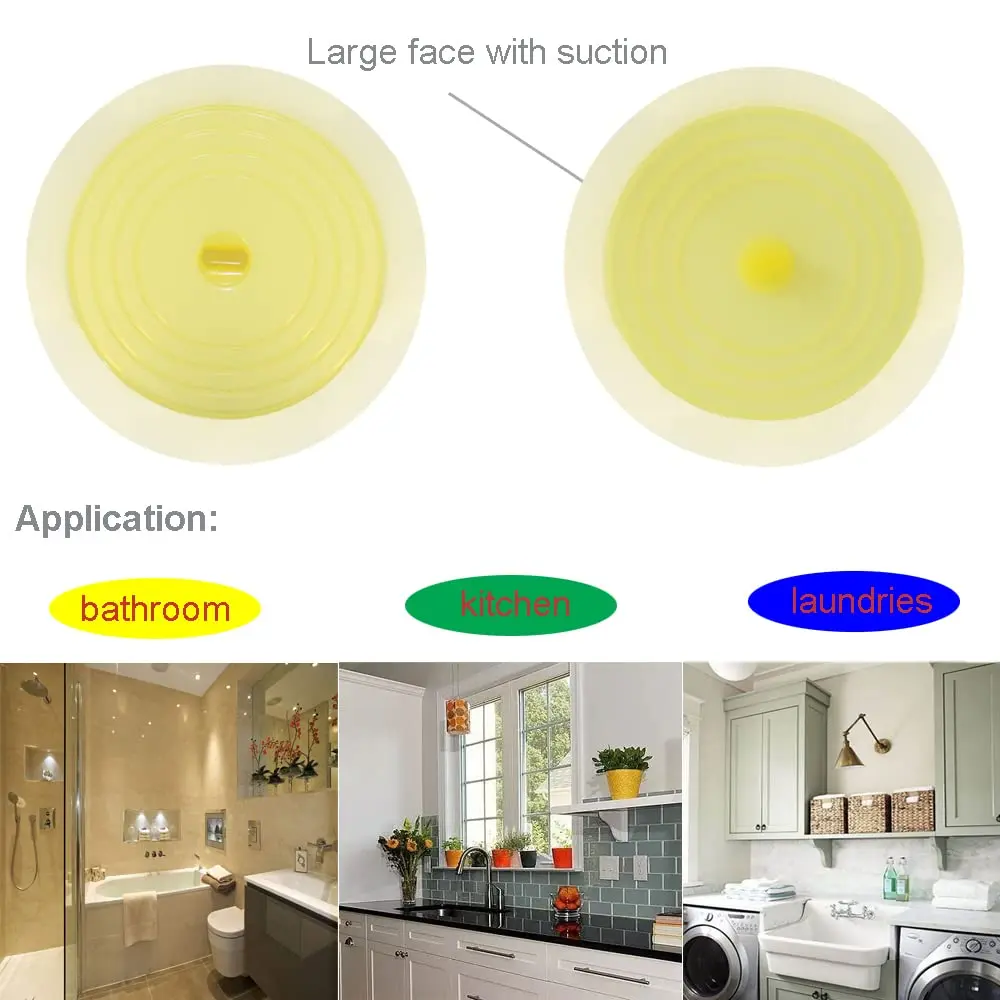 V-TOP Bathtub Drain Plug 6" Large Silicone Tub Stopper 2 Pack | Flat Suction Cover for Kitchen Bathroom Laundry - view 8