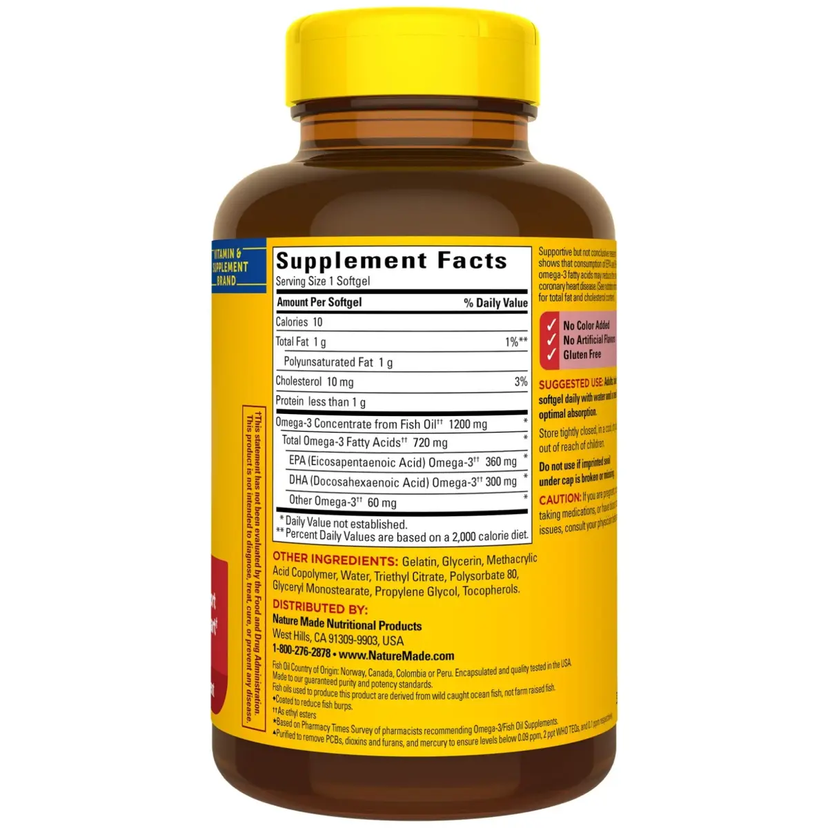 Nature Made Burp-Less Fish Oil 1200 mg Softgels (360 Count, 3 Bottles) | Heart, Brain & Eye Health Support - view 8